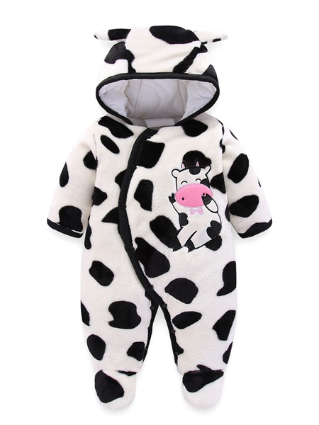 Milanoo Cow Onesie Pajamas Kigurumi Toddler Flannel Jumpsuit onesie pajamas