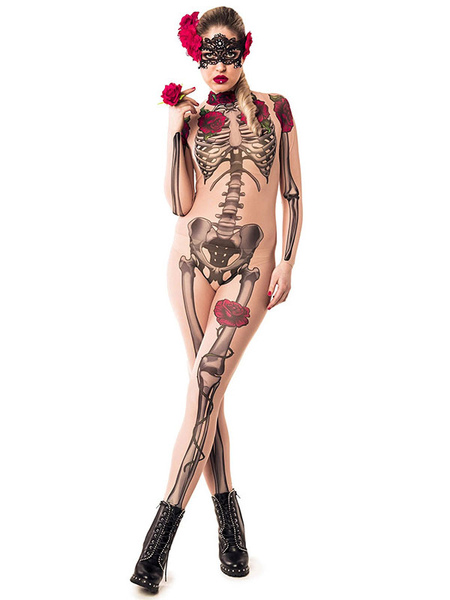 Milanoo Carnival Costume Skeleton Zentai Carnival Outfit