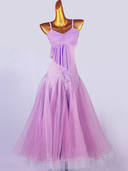 Image of Lycra Spandex del vestito stabilito di ballo di usura di ballo da sala costumi Lavanda Donne