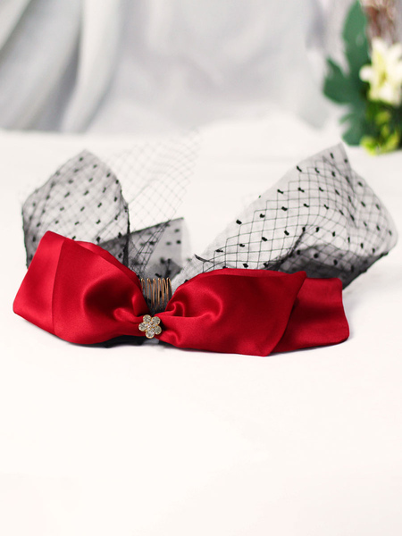 Milanoo Red Headpieces Wedding Headwear Satin Bridal Hair Accessories