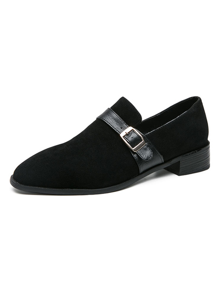Milanoo Mens Loafer Shoes Black Monk Strap Slip-On Formal Shoes