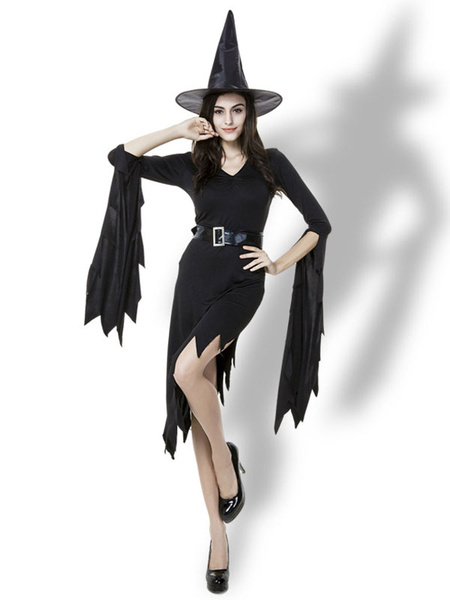 Milanoo Witch Carnival Costumes Black Women\'s Color Block Retro Headwear Polyester Party Holidays C