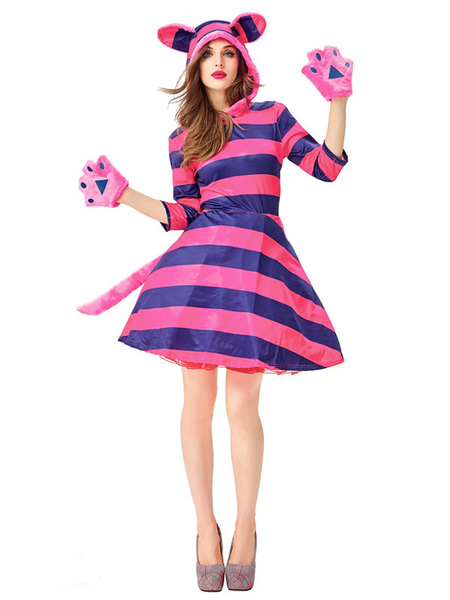 Milanoo Women\'s Carnival Costumes Lilac Adult\'s Stripes Funny Animal Dress Polyester Holidays Dres