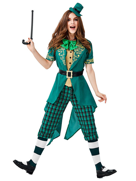 Milanoo Women\'s Holidays Costumes St.Patrick\'s Day Carnival Costume Green Polyester Fiber Cravat H