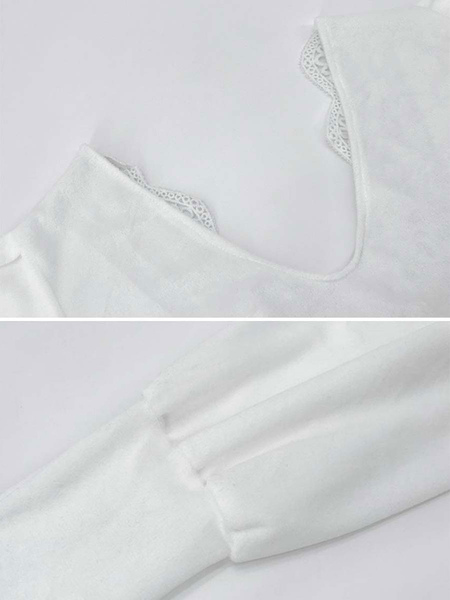 Milanoo Women\'s Bodycon Dresses White V-Neck Casual Long Sleeves Pencil Dress от Milanoo WW