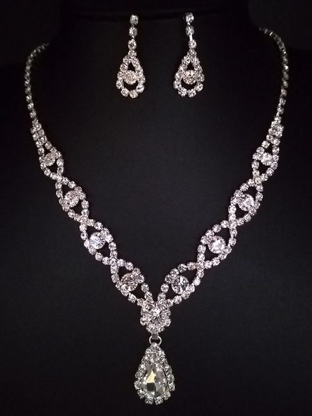 

Milanoo Weeding's Jewelry Set For Bridal Charming Rhinestone Women's Fashion Accessories, Silver
