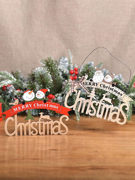 Image of Decorazioni natalizie Ciondoli in legno creativi Ciondoli con lettere a colori Decorazione per scene di finestre