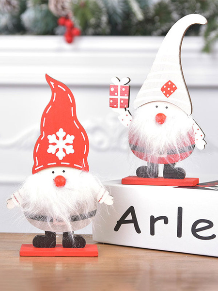 Image of Decorazioni natalizie in legno assemblato Ornamenti di Babbo Natale dipinti Regali di Natale per bambini Decorazione per finestre