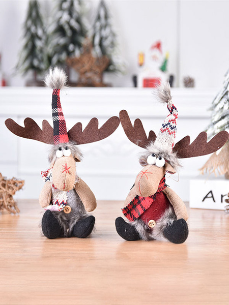 milanoo.com Christmas Holiday Decorations Elk Doll Doll Christmas Polyester Fiber Tree Pendant