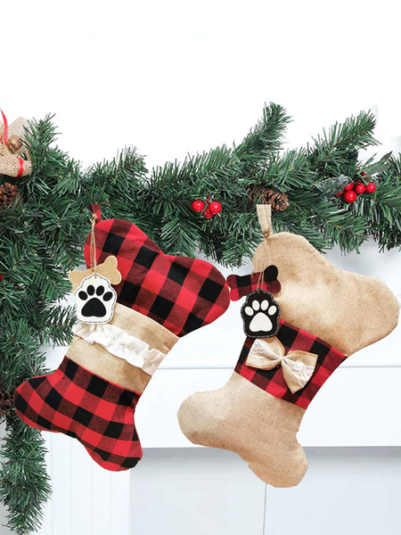 Image of Calzini natalizi per animali domestici Decorazioni natalizie Sacchetto regalo per calzini natalizi