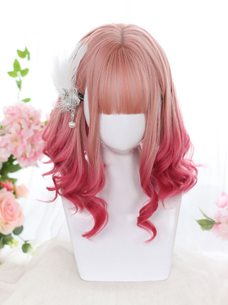 Image of Harajuku Fashion Lolita Parrucca Accessori Lolita rosa in fibra resistente al calore media