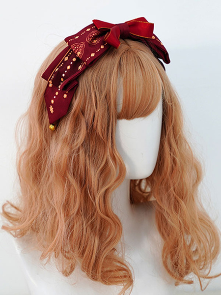 Milanoo Lolita Headdress Burgundy Polyester Fiber Bowknot Lolita Hair Accessories