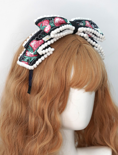 Image of Copricapo Lolita Fascia per capelli Lolita con fiocco in fibra di poliestere nero