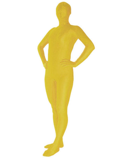 Image of Carnevale Zentai collant per adulti completo lycra spandex giallo tuta tinta unito unisex Halloween