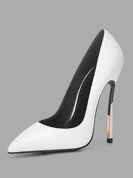 Milanoo Women's White Basic High Heels Pointed Toe Stiletto heel Pumps