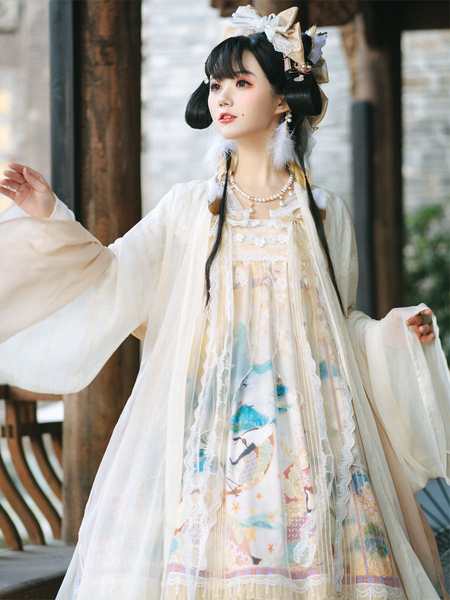 Milanoo Sweet Lolita JSK Dress Sleeveless Bows Beige Lolita Jumper Skirts