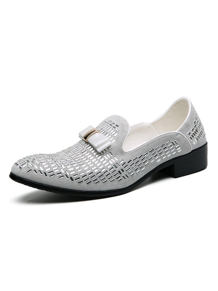Milanoo Mens Blue Loafer Shoes Sequins Slip-On Casual Shoes