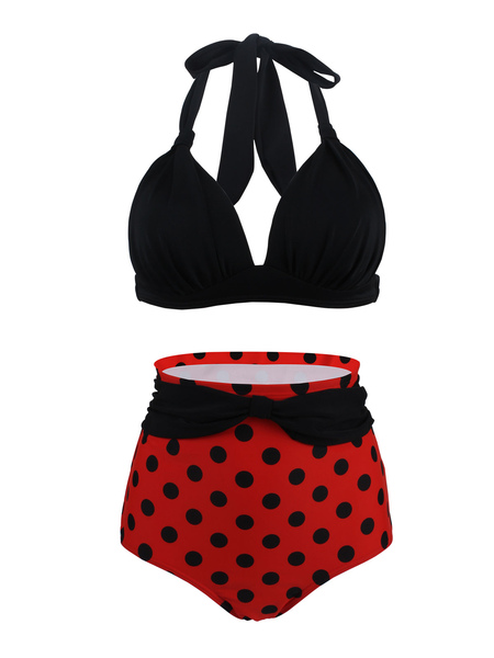 Milanoo Women Bikini Swimsuit Black V-Neck Backless Summer Top Beach Bathing Suits Outfit