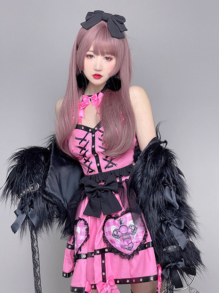 Milanoo Lolita Corset For Women Pink Bows Sleeveless Bow Polyester Pink Lolita Top