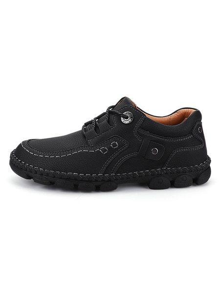 Milanoo Men's Black Casual Shoes Round Toe