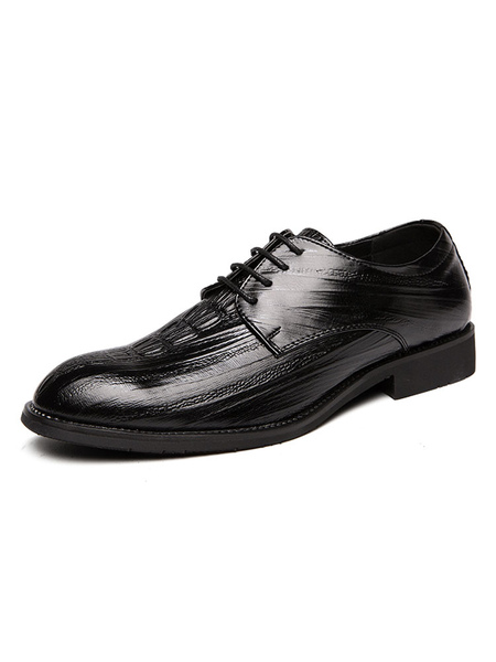 Milanoo Man\'s Dress Shoes Modern Round Toe Strap Adjustable PU Leather