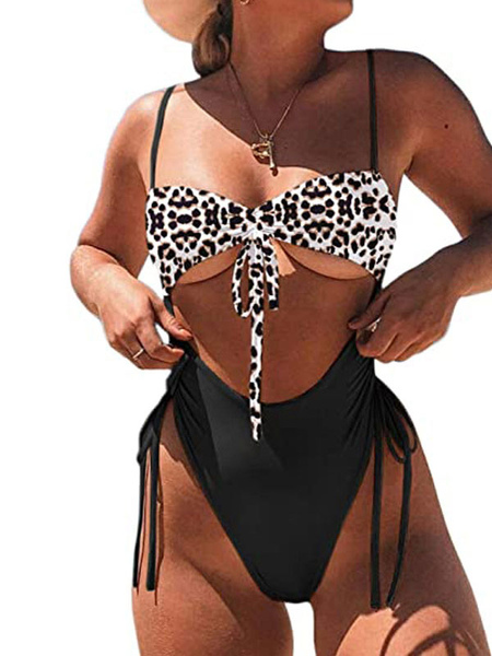 Milanoo Monokini Swimsuits For Women Black Straps Neck Summer Sexy Bathing Suits