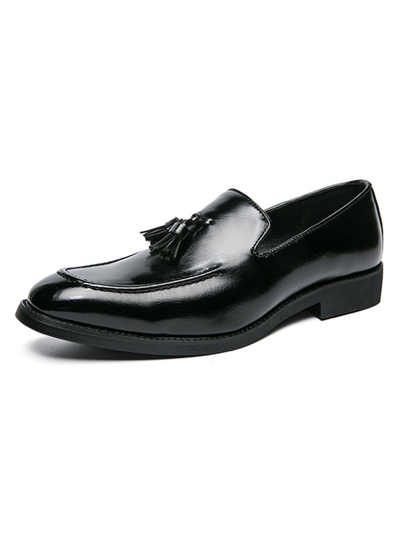 Hommes Chaussures Mode Bout Rond Slip-On PU Cuir Noir Oxfords