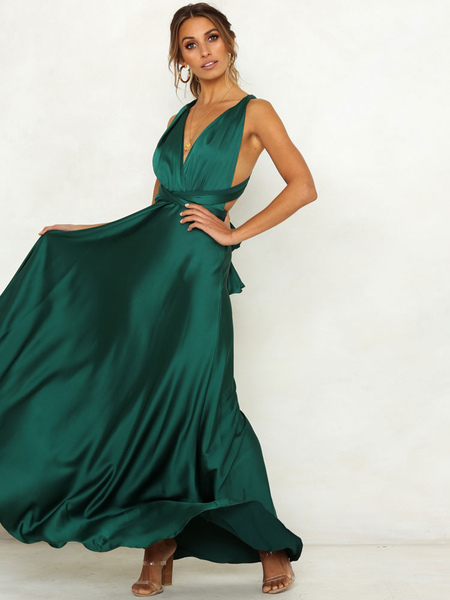 Party Dresses Green Sleeveless Lycra Spandex Long Summer Semi Formal Dress