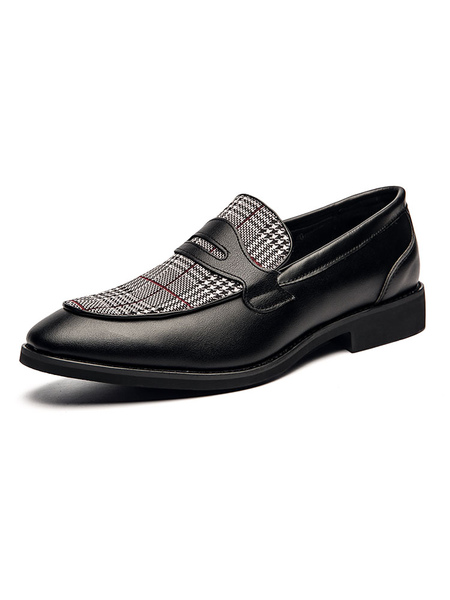 Milanoo Dress Shoes For Man Fantastic Round Toe Monk Strap Slip-On PU Leather Shoes