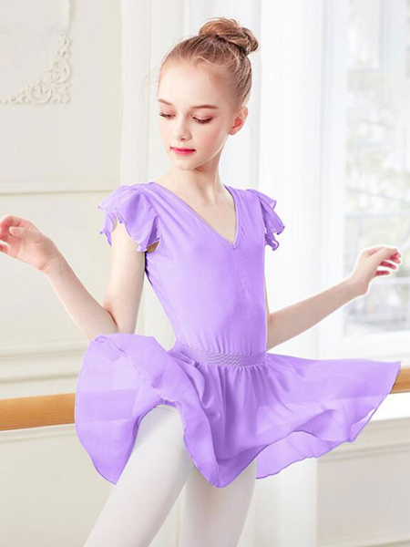 Image of Ballet Dress Violet Women&#39;s Kid&#39;s Ballerina Pieghettato Opere d&#39;arte Shaping Lycra Spandex Gonna Set performance wear