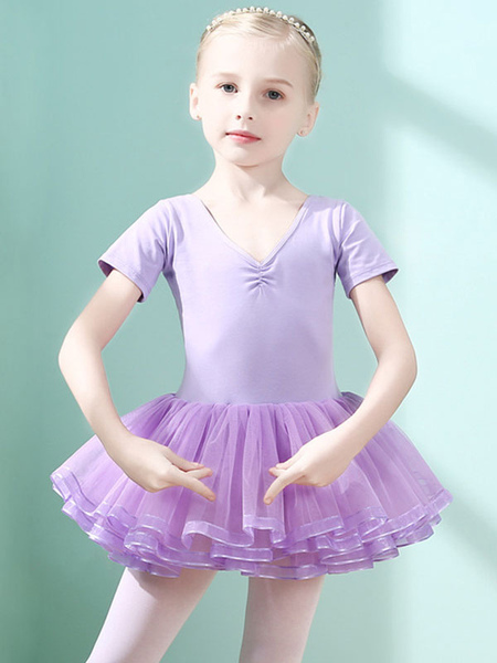 robe de ballet lilas femme enfant danseuse découpée volants oeuvre plissée mélange de coton robe tunique vêtements de performance costume de danse