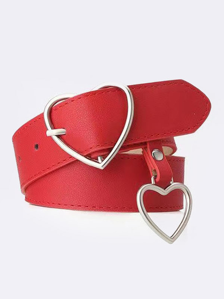 ceinture femme en cuir synthétique avec boucle coeur unicolore ceinture femme