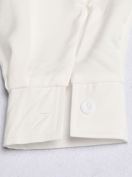 Dresses Shirt Dresses Midi Dress White Turndown Collar Long Sleeves Polyester