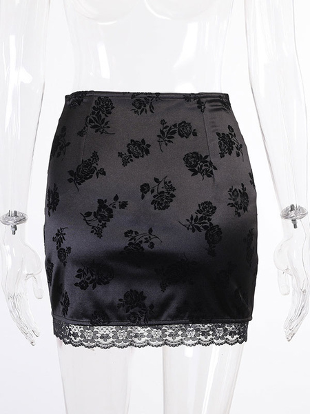 Milanoo Gothic Mini Skirt Black Lace Polyester Cool Split Skirt от Milanoo WW