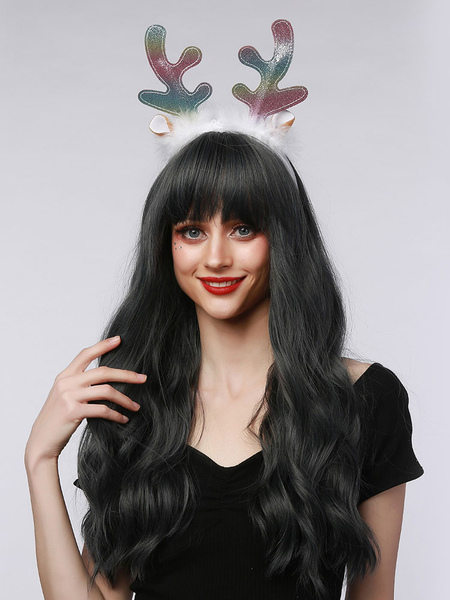 Milanoo Long Wig For Woman Deep Blue Curly Heat-resistant Fiber Layered Long Synthetic Wigs
