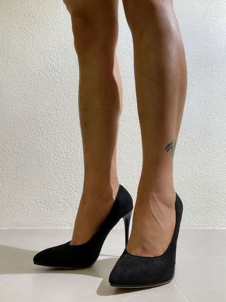 Milanoo Women's Stiletto Heel Pumps in Black Suede