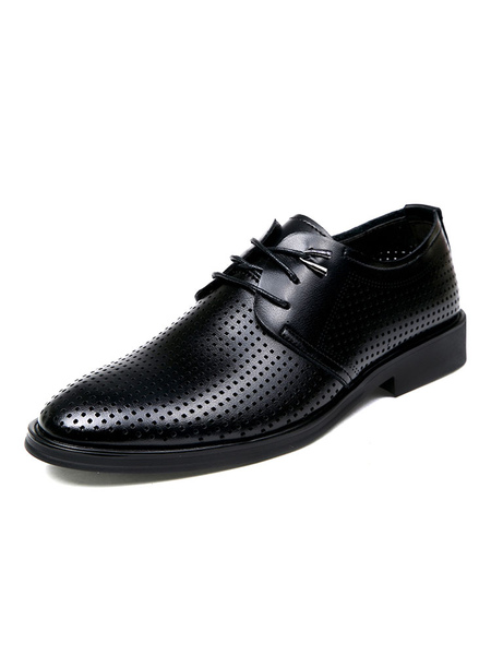 Milanoo Men's Hollow Out Dress Oxfords in Black