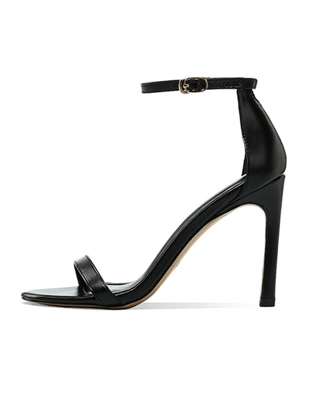 Milanoo Women's Ankle Strap Stiletto Heel Sandals in Black