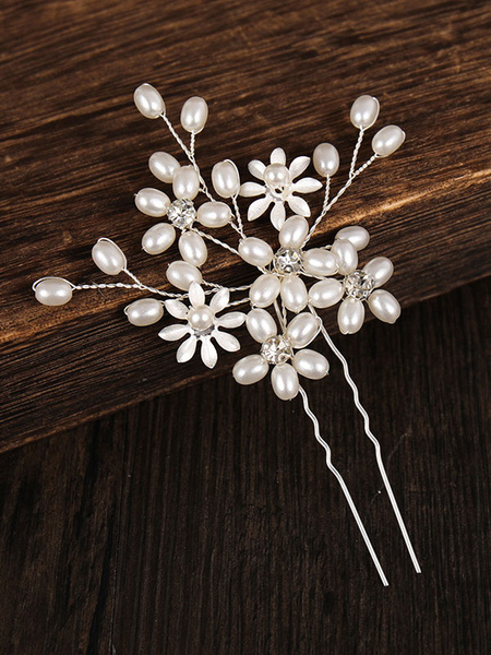 Image of Accessori per capelli da sposa Accessori per capelli da sposa biondo chiaro perla in metallo