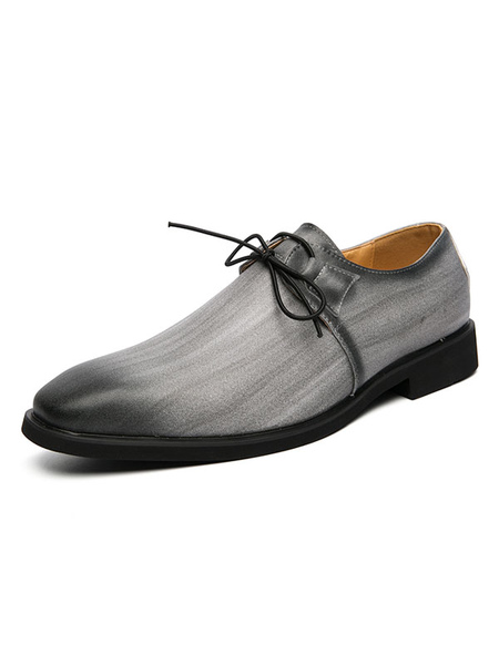 chaussures habillées pour hommes qualité bout pointu à lacets chaussures décontractées en cuir pu
