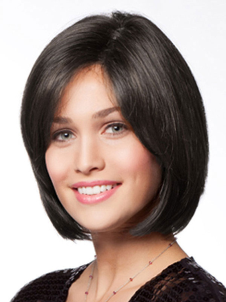 Milanoo Human Hair Wigs For Woman Black Mixed-hair Long Human Hair Wigs