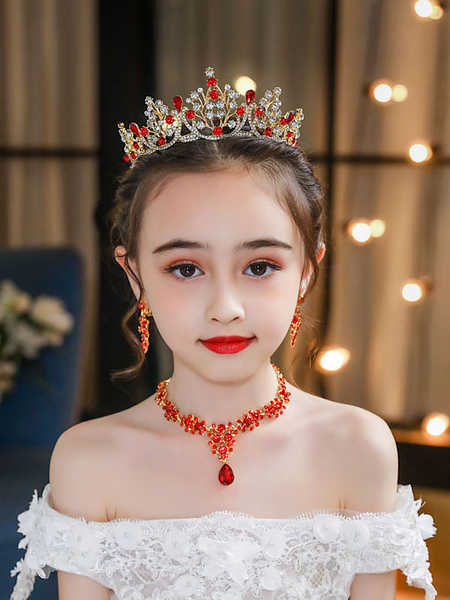Milanoo Flower Girl Headpieces Red Accessory Metal kids hair accessories