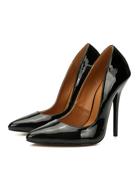 Milanoo Women's Pumps Heels in Black Patent Leather