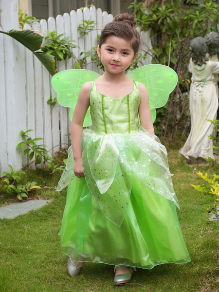 Milanoo Kids Fairy Cosplay Costume Fairytale Grass Green Cartoon Holiday Ball Princess Dress