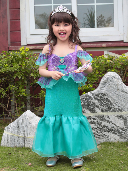 Milanoo Kids Mermaid Cosplay Costume 2-Piece Set Princess Dress Holiday Cosplay Costume Outfit