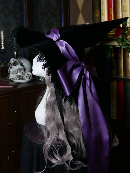 chapeau lolita gothique arcs accessoire dentelle arc en dentelle polyester violet lolita chapeau de sorcière