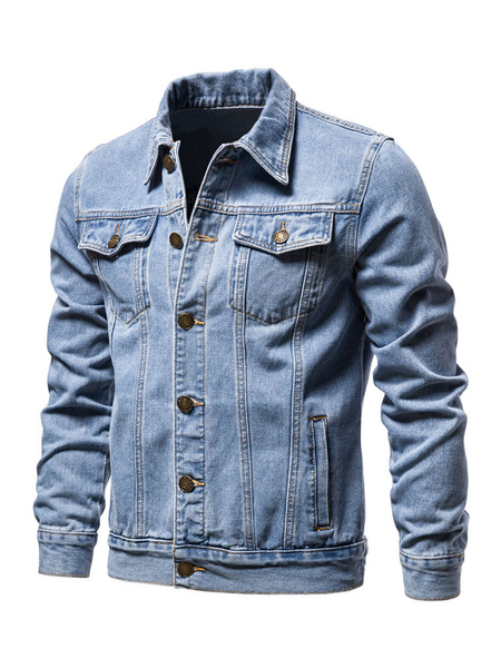 Milanoo Men's Jackets & Coats Jacket For Men Men's Jackets Chic Light Sky Blue Light Sky Blue St