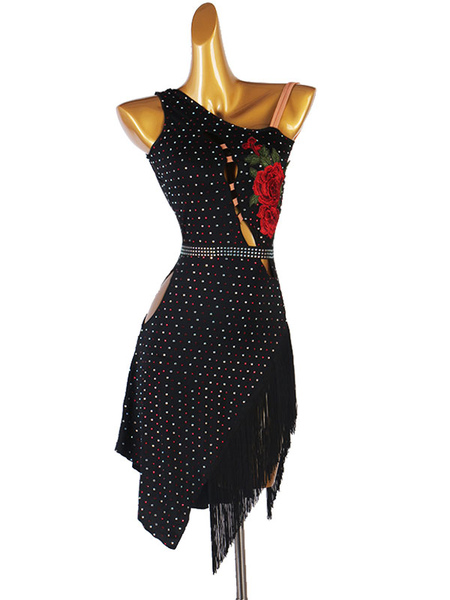 

Milanoo Latin Dance Costume Black Women' Lycra Spandex Dress dancing Wear