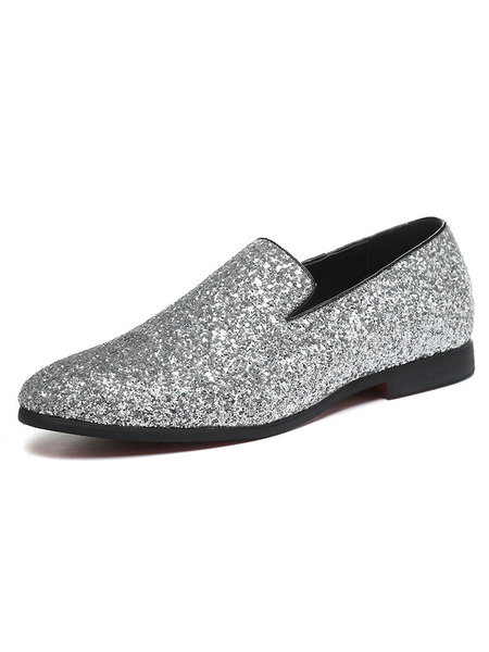 Milanoo Men's Glitter Slip On Dress Loafers