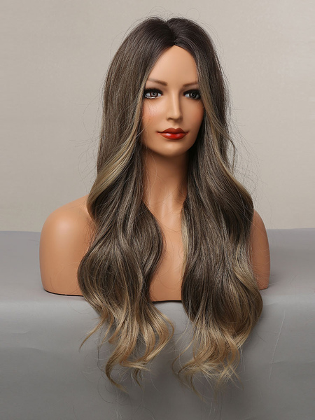 Milanoo Long Wig For Woman Taupe Curly Heat Resistant Fiber Long Synthetic Wigs